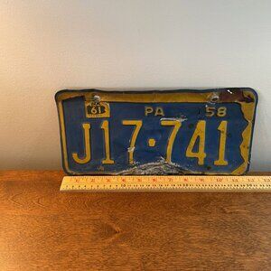 Vintage 1958 Pennsylvania License Plate
